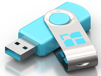Blue USB Flash Drive With Metallic Cap And USB Connector For Computer Storage 3d model
