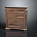 Classic Wooden Dresser With Carved Details And Multiple Drawers Design
