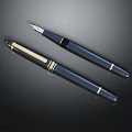 Two Luxury Black Fountain Pens With Gold Accents For Elegant Writing Tools