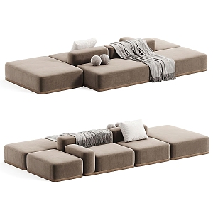 Modern Modular Sofa Double-sided Sofa Simple Multi-person Sofa Fabric Multi-person Sofa Fabric Pillow Poliform Internet Popular Sofa 3d model