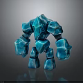 Blue Crystal Stone Golem Character With Rocky Humanoid Elemental Creature Design 3d model