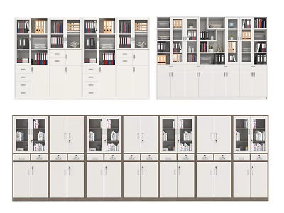 Various Modern Bookcase Designs With Glass Doors Drawers And Storage Shelves 3d model