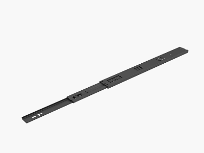 Heavy duty black metal sliding rail bracket with mounting holes for furniture 3d model