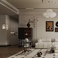 Bright Cream Style Living Room With Soft White Sofa And Exquisite Wall Art Decorations
