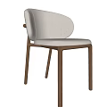 Modern Leisure Chair with Curved Beige Fabric Backrest and Slim Wooden Legs