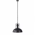 Industrial Black Pendant Light With Dome Shaped Shade And Metal Frame