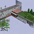 Modern Sales Office Building With Glass Facade Palm Trees And Open Structure