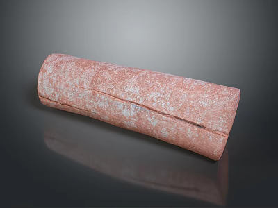 Rustic Red Wood Stone Cylindrical Decorative Piece With Natural Texture Surface 3d model