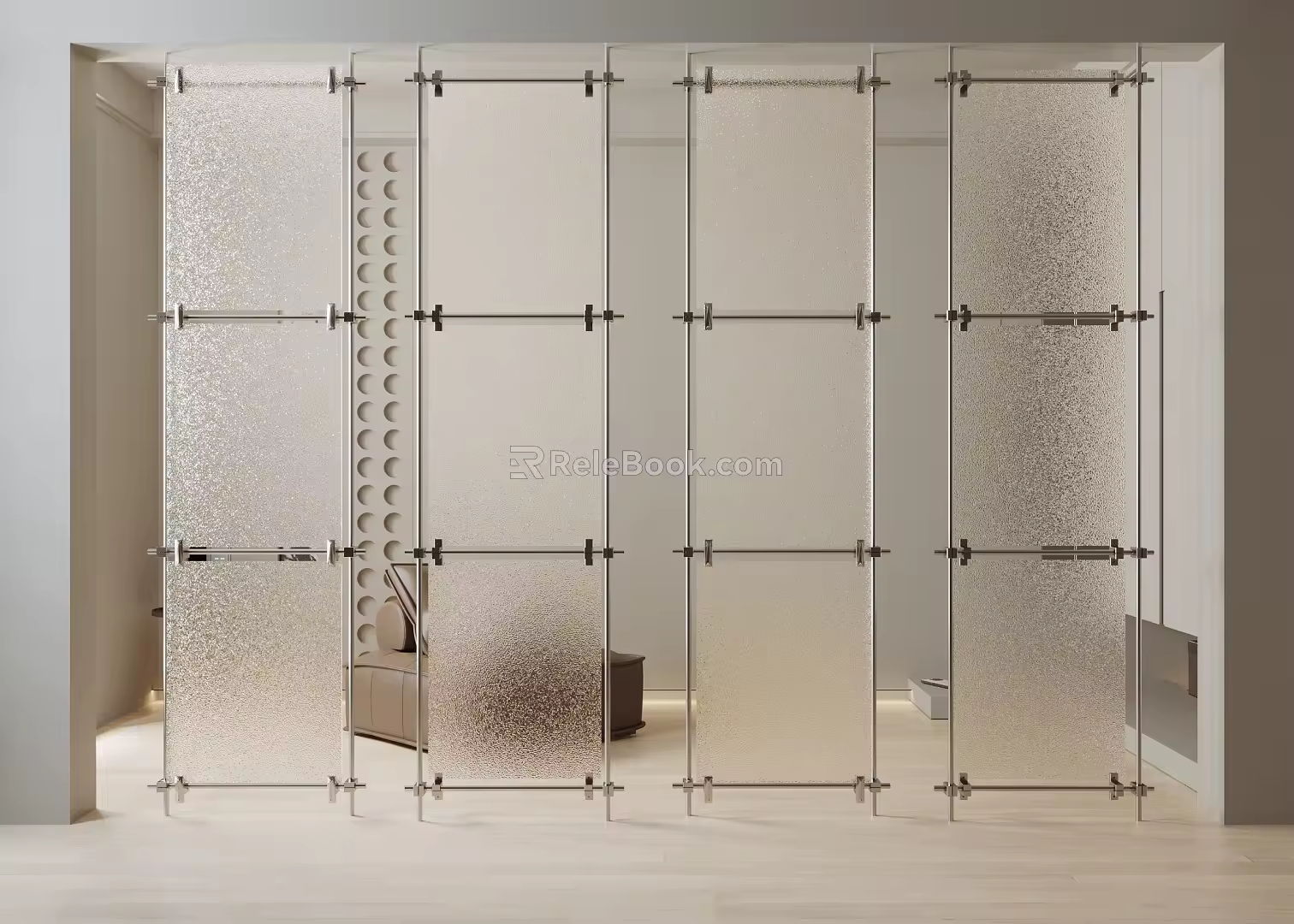 medieval minimalist glass screen partition metal partition acrylic partition optical axis component 3d model
