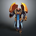 Home Decor Figurine With Golden Wings Blue Robe And Mechanical Arm Design