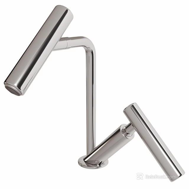 Modern Chrome Faucet with Flexible Swivel Spout and Ergonomic Handle Design 3d model 