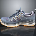 Lightweight Gray Sports Shoes With Orange Sole And Comfortable Lace Up Design