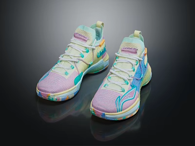 Multicolored Running Shoes With Lightweight Breathable Mesh Upper And Modern Design 3d model