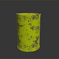 Yellow Industrial Oil Drum Equipment With Rusty Surface And Metal Structure