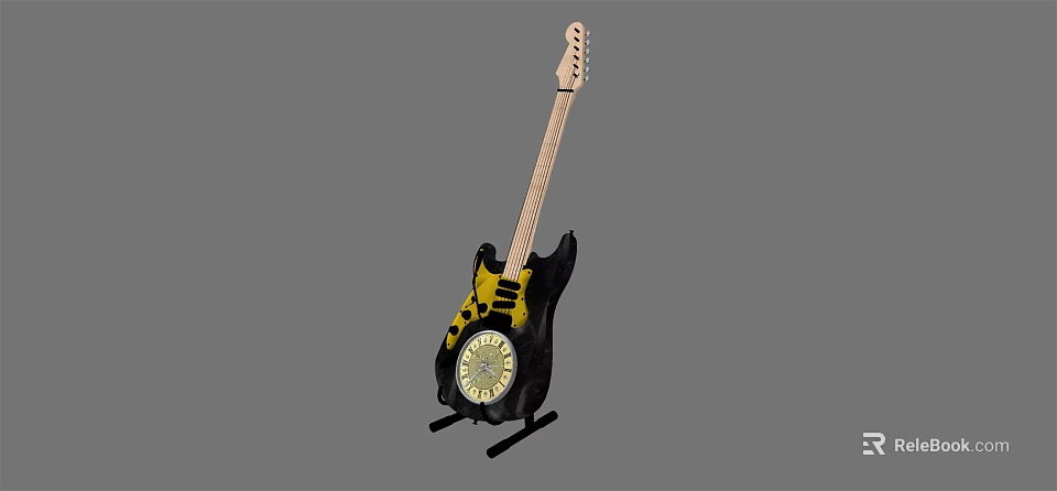 Creative Musical Instruments and Art Supplies Display with Drawing Tools and Paints 3d model 