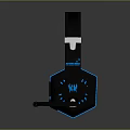 Modern Gray And Blue Computer Headphones With Microphone Gaming Design 3d model