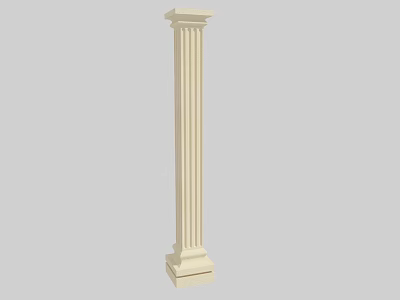 Classic Fluted Roman Column With Ivory Color Base And Capital Design 3d model