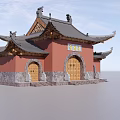 Ancient Chinese Architecture With Red Walls Grey Tiled Roof And Tiered Eaves