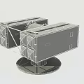 Gray Military Weapon Mechanical Structure With Square Modules And Base Platform 3d model