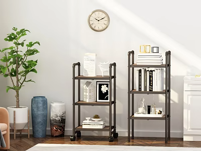 Modern Living Room Storage Shelves With Multiple Tiers Books And Decor Items 3d model