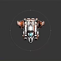 Sleek Futuristic Orange White Spaceship Model With Detailed Wings And Cockpit