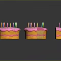 Whole And Sliced Birthday Cake With Pink Frosting Colorful Sprinkles And Lit Candles