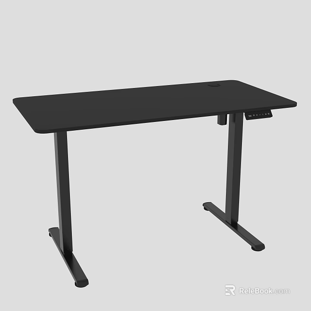 Black Adjustable Functional Desk With Metal Frame For Home Office Use 3d model 