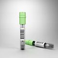 Medical Test Tubes With Green Caps Transparent Body And Barcode Labels