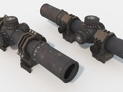 Vintage Optic Scopes With Black Brown Finish Knob Adjustments And Mounting Parts For Daily Use 3d model