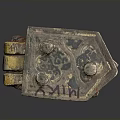 Vintage Metal Decorative Storage Box With Ornate Patterns And Engraved Text
