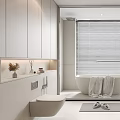 Elegant Modern Bathroom Interior With White Tiles Freestanding Tub Double Sinks And Large Mirror