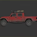 Red Off Road Vehicle With Roof Rack Cargo Bed And Large Off Road Tires