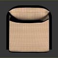 Modern Peach Armchair with Black Frame and Perforated Dot Pattern on Armrest and Backrest