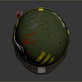 Weapon Themed Military Helmet With Green Finish Ace Of Spades Sticker And Yellow Stripes