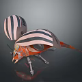 Mechanical Insect With Pink Black Striped Exoskeleton Orange Body And Mechanical Legs