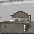 Rustic Light Gray Wooden Double Bed With Headboard Nightstand And Curtains In White Bedroom