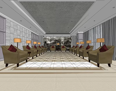 New Chinese Reception Room Meeting Room 3d model