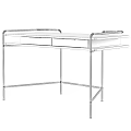 Modern Office Desk With Sleek Wooden Top And Black Metal Frame Design
