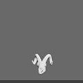 Detailed White Ram Skull Featuring Large Curved Horns On Plain Gray Background