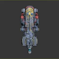 Futuristic Weapon With Detailed Mechanical Design And Electronic Components In Metallic Blue Red Accents