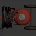 Red Household Portable Cleaning Equipment With Wrapped Black Hose And Wheels