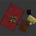 Vintage Travel Daily Essentials With Red Leather Suitcase Binoculars Vintage Camera Notebook And Map