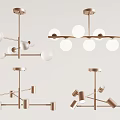 Elegant Modern Chandeliers With Metallic Frame And White Globe Lights 3d model