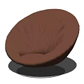 Brown Leather Accent Chair With Pleated Design And Modern Metal Base