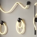 Modern Design Wall Lamps With Curved Ring And Strip Shapes LED Light And Black Mounts