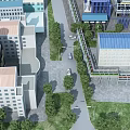 Industrial Factory Complex With Multiple Buildings Different Colored Roofs Roads Greenery And Vehicles