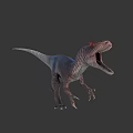 Realistic 3D Render Carnivorous Dinosaur With Open Mouth Sharp Teeth Red Head Marking 3d model