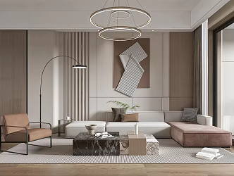 Modern guest restaurant modern sofa coffee table combination modern background wall 3d model