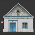 Small White House Model With Blue Roof Porch And Blue Door