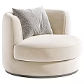 Modern Beige Fabric Single Sofa With Rounded Armrest And Decorative Pillow 3d model